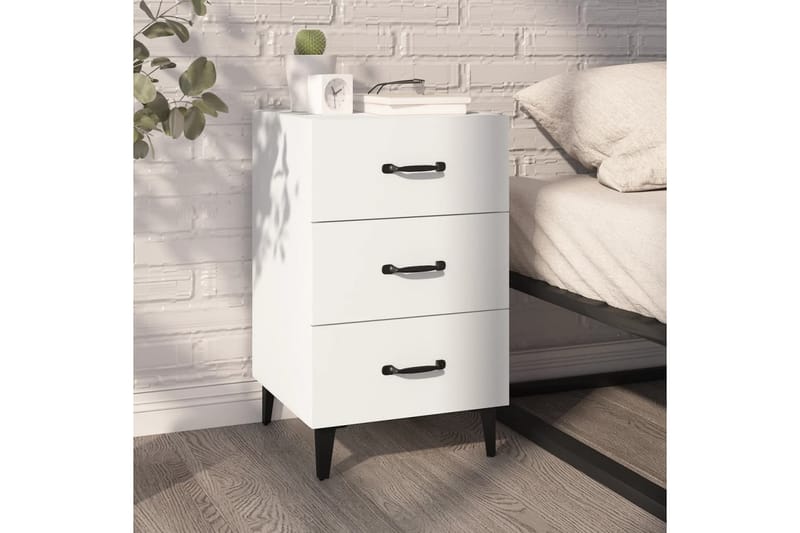beBasic Sängbord vit 40x40x66 cm konstruerat trä - White - Möbler - Bord & matgrupper - Avlastningsbord - Sängbord & nattduksbord