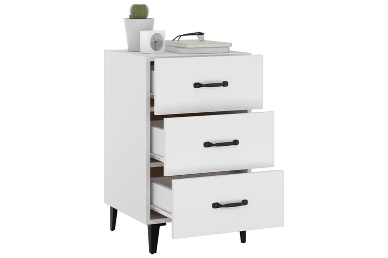 beBasic Sängbord vit 40x40x66 cm konstruerat trä - White - Möbler - Bord & matgrupper - Avlastningsbord - Sängbord & nattduksbord