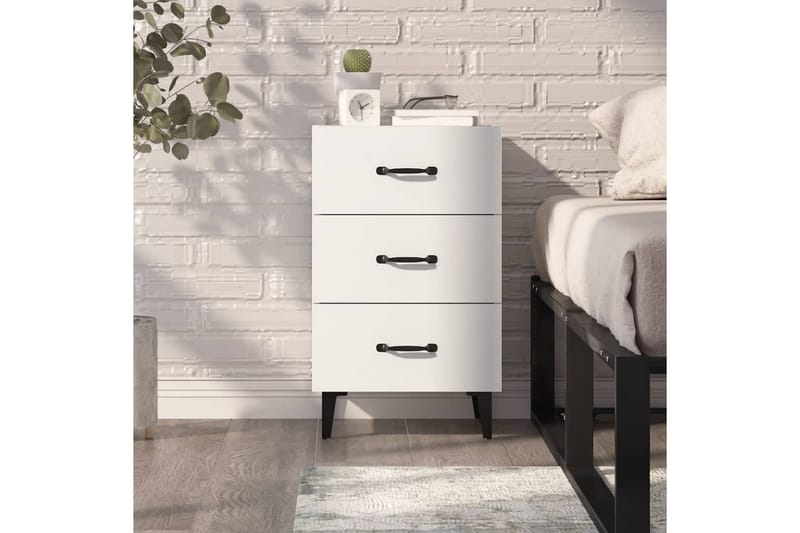 beBasic Sängbord vit 40x40x66 cm konstruerat trä - White - Möbler - Bord & matgrupper - Avlastningsbord - Sängbord & nattduksbord
