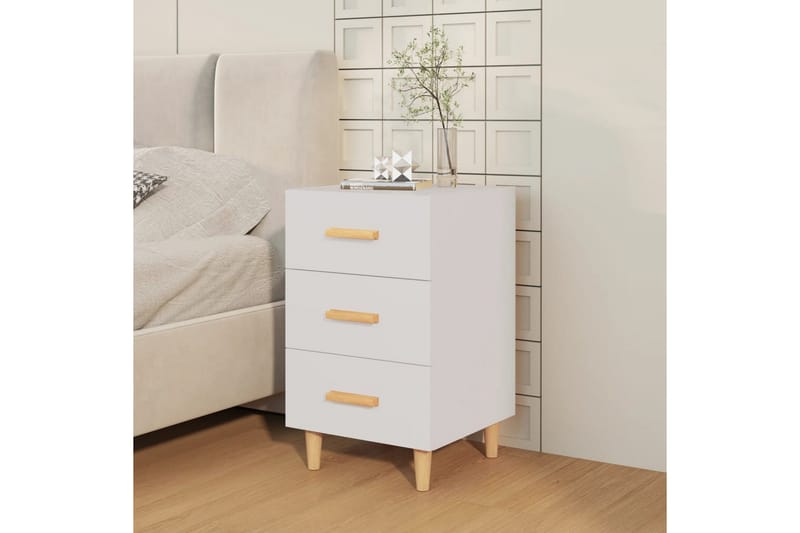 beBasic Sängbord vit 40x40x66 cm konstruerat trä - White - Möbler - Bord & matgrupper - Avlastningsbord - Sängbord & nattduksbord