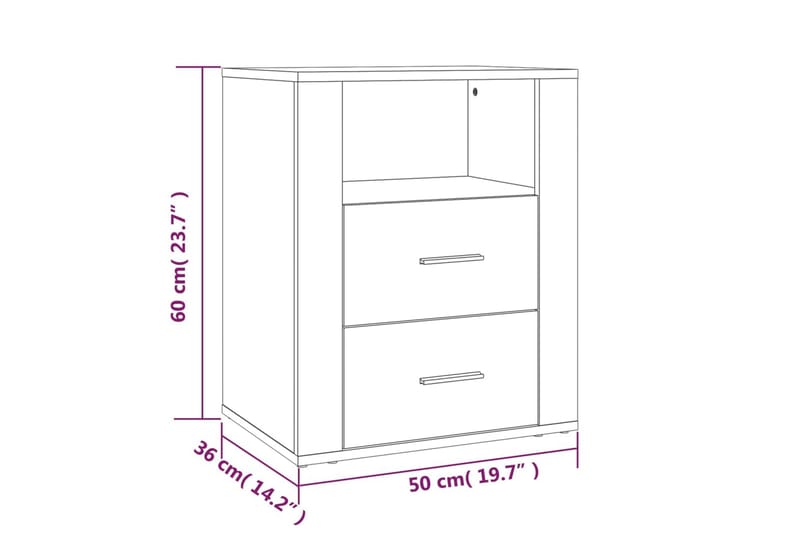 beBasic Sängbord vit 50x36x60 cm konstruerat trä - White - Sängbord & nattduksbord