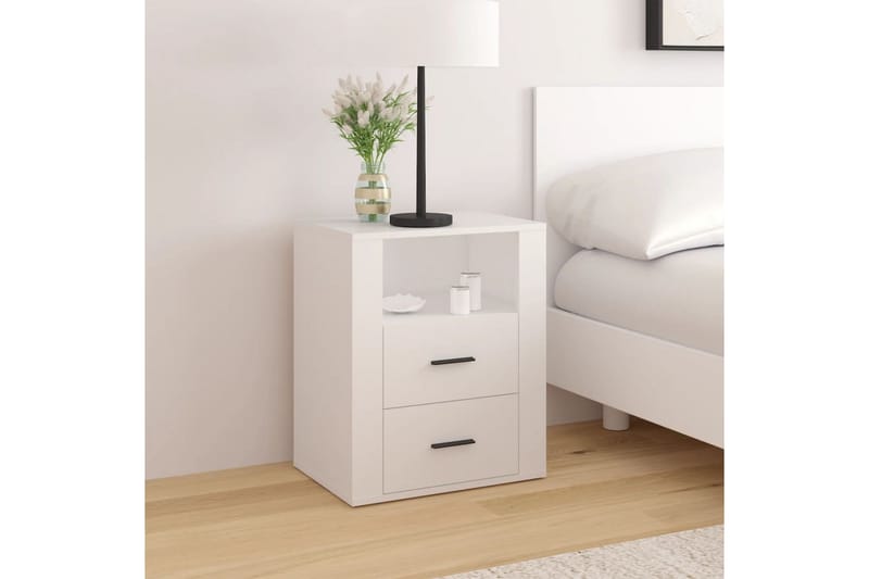 beBasic S�ängbord vit 50x36x60 cm konstruerat trä - White - Sängbord & nattduksbord