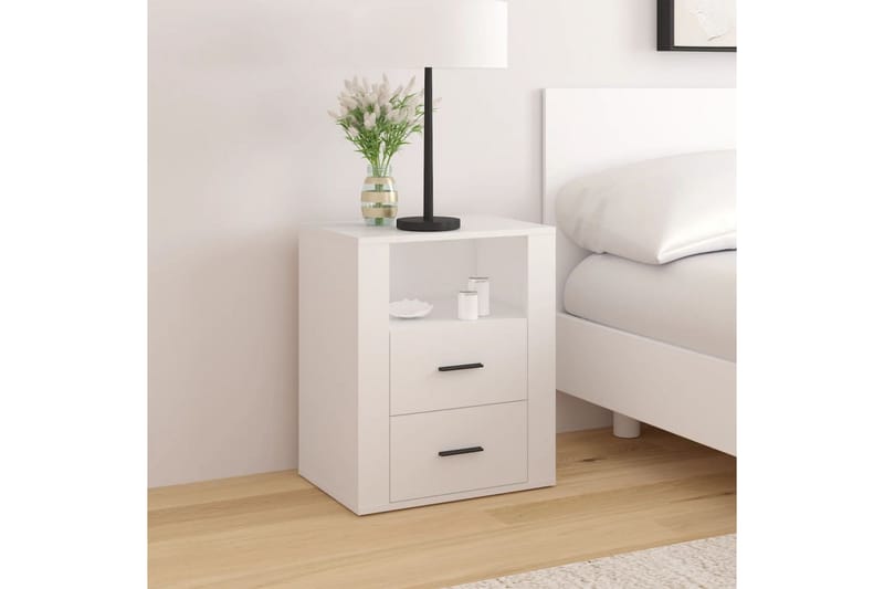 beBasic Sängbord vit 50x36x60 cm konstruerat trä - White - Möbler - Bord & matgrupper - Avlastningsbord - Sängbord & nattduksbord