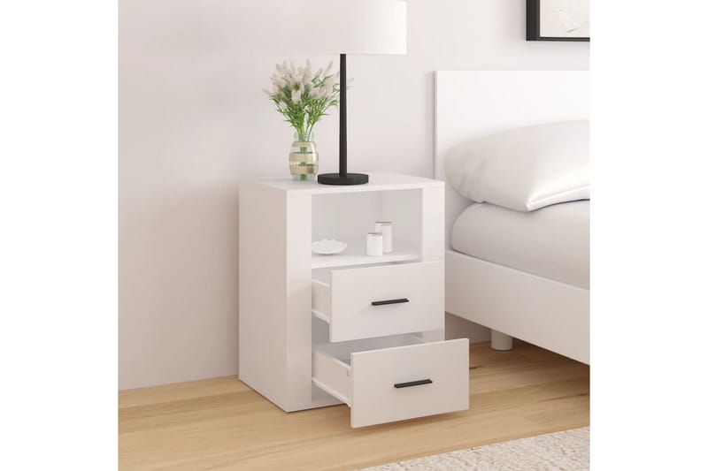 beBasic Sängbord vit 50x36x60 cm konstruerat trä - White - Möbler - Bord & matgrupper - Avlastningsbord - Sängbord & nattduksbord