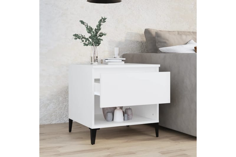 beBasic Sängbord vit 50x46x50 cm konstruerat trä - White - Möbler - Bord & matgrupper - Avlastningsbord - Sängbord & nattduksbord