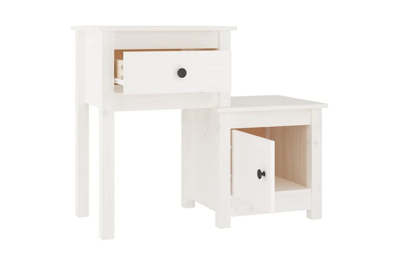 beBasic Sängbord vit 79,5x38x65,5 cm massiv furu - White - Möbler - Bord & matgrupper - Avlastningsbord - Sängbord & nattduksbord