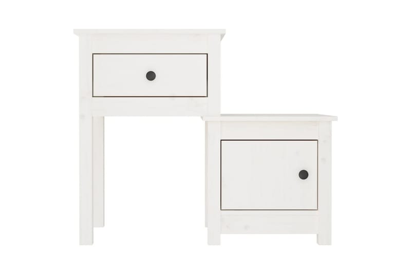 beBasic Sängbord vit 79,5x38x65,5 cm massiv furu - White - Möbler - Bord & matgrupper - Avlastningsbord - Sängbord & nattduksbord