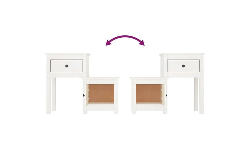 beBasic Sängbord vit 79,5x38x65,5 cm massiv furu - White - Möbler - Bord & matgrupper - Avlastningsbord - Sängbord & nattduksbord