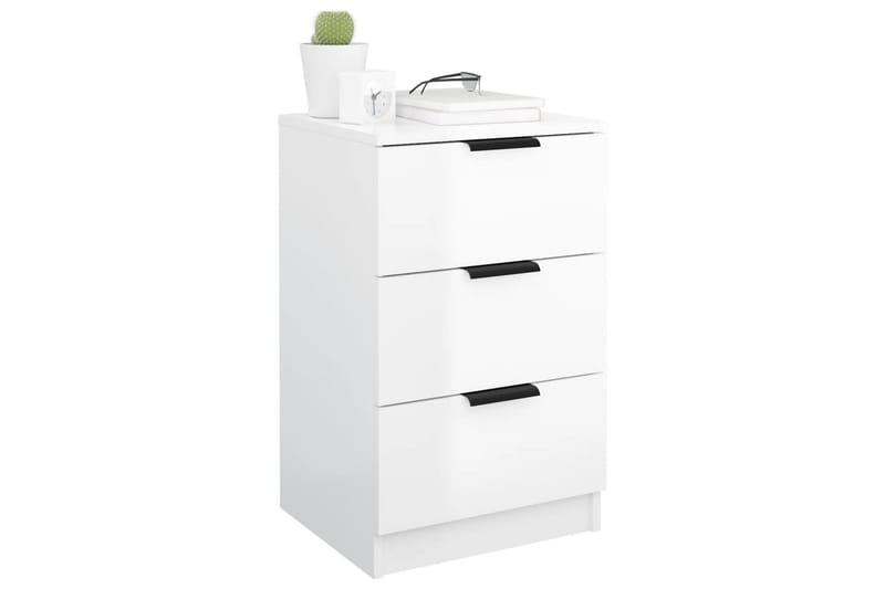 beBasic Sängbord vit högglans 40x36x65 cm - White - Sängbord & nattduksbord