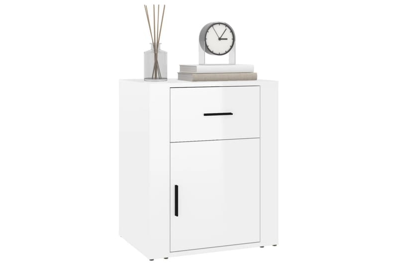 beBasic Sängbord vit högglans 50x36x60 cm konstruerat trä - White - Möbler - Bord & matgrupper - Avlastningsbord - Sängbord & nattduksbord