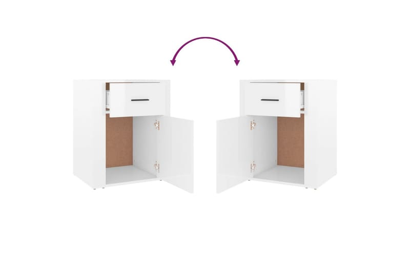 beBasic Sängbord vit högglans 50x36x60 cm konstruerat trä - White - Möbler - Bord & matgrupper - Avlastningsbord - Sängbord & nattduksbord