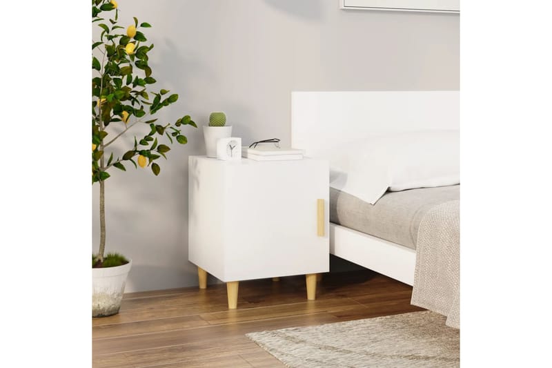 beBasic Sängbord vit högglans konstruerat trä - White - Möbler - Bord & matgrupper - Avlastningsbord - Sängbord & nattduksbord