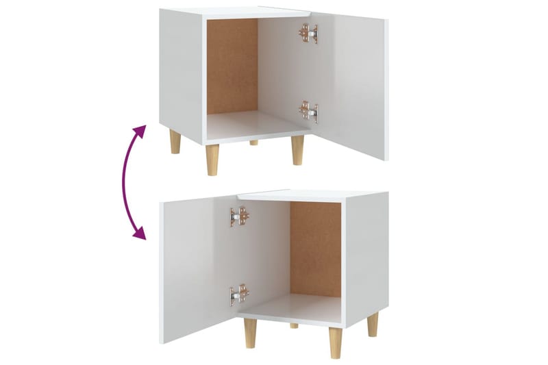 beBasic Sängbord vit högglans konstruerat trä - White - Möbler - Bord & matgrupper - Avlastningsbord - Sängbord & nattduksbord