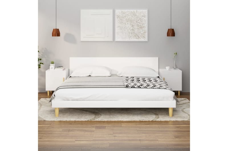 beBasic Sängbord vit högglans konstruerat trä - White - Sängbord & nattduksbord