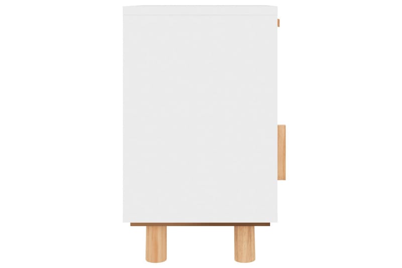 beBasic Sängbord vit massiv furu och naturlig rotting - White - Möbler - Bord & matgrupper - Avlastningsbord - Sängbord & nattduksbord