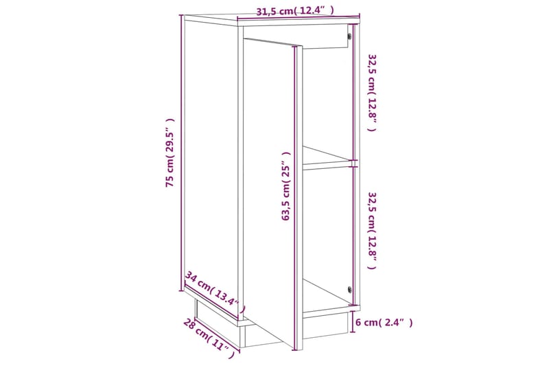 beBasic Skåp 2 st 31,5x34x75 cm massiv furu - Brown - Lampbord - Brickbord & småbord