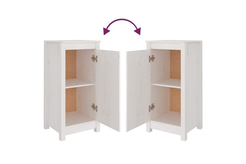 beBasic Skåp 2 st 40x35x80 cm massiv furu - White - Möbler - Bord & matgrupper - Avlastningsbord - Lampbord