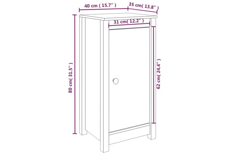 beBasic Skåp 2 st 40x35x80 cm massiv furu - White - Möbler - Bord & matgrupper - Avlastningsbord - Lampbord