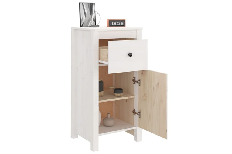 beBasic Skåp 2 st 40x35x80 cm massiv furu - White - Möbler - Bord & matgrupper - Avlastningsbord - Lampbord