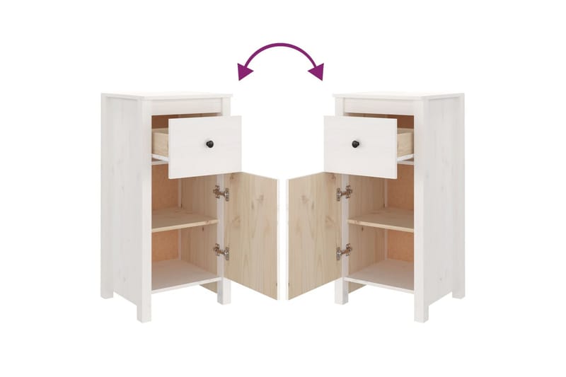 beBasic Skåp 2 st 40x35x80 cm massiv furu - White - Möbler - Bord & matgrupper - Avlastningsbord - Lampbord