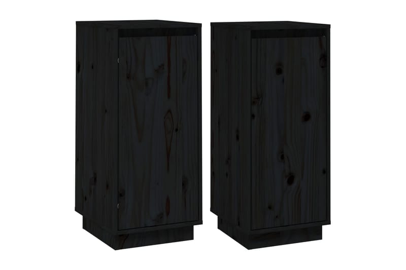beBasic Skåp 2 st svart 31,5x34x75 cm massiv furu - Black - Möbler - Bord & matgrupper - Avlastningsbord - Lampbord