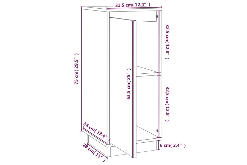 beBasic Skåp 2 st svart 31,5x34x75 cm massiv furu - Black - Möbler - Bord & matgrupper - Avlastningsbord - Lampbord