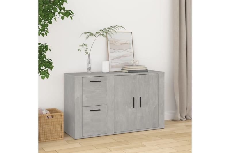 beBasic Skåp betonggrå 100x33x59,5 cm konstruerat trä - Grey - Möbler - Bord & matgrupper - Avlastningsbord - Lampbord