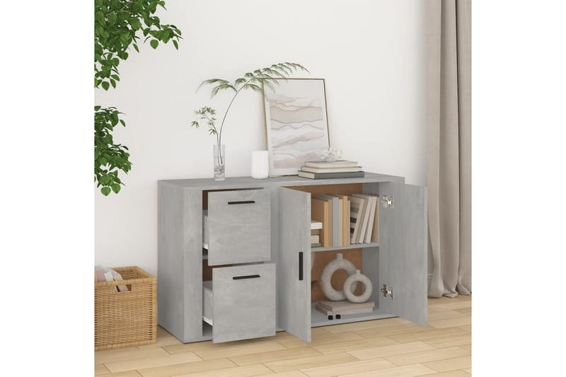 beBasic Skåp betonggrå 100x33x59,5 cm konstruerat trä - Grey - Möbler - Bord & matgrupper - Avlastningsbord - Lampbord
