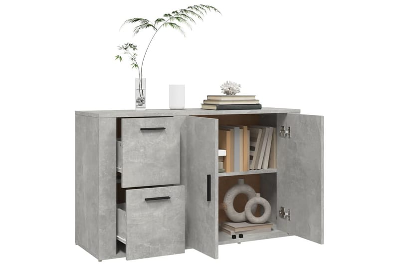 beBasic Skåp betonggrå 100x33x59,5 cm konstruerat trä - Grey - Lampbord - Brickbord & småbord