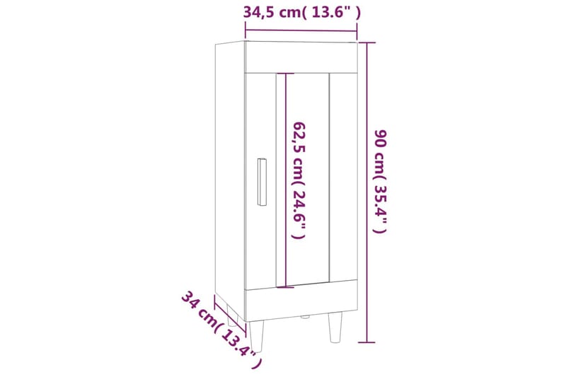 beBasic Skåp betonggrå 34,5x34x90 cm konstruerat trä - Grey - Lampbord - Brickbord & småbord