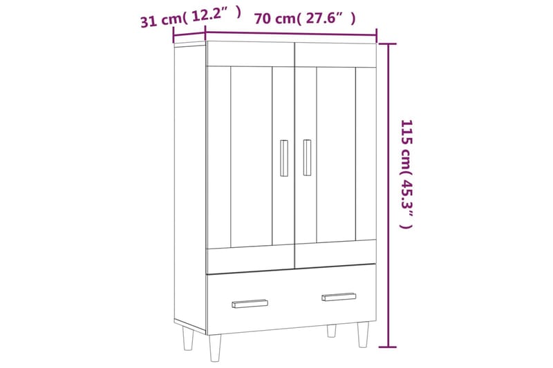 beBasic Skåp betonggrå 70x31x115 cm konstruerat trä - Grey - Möbler - Bord & matgrupper - Avlastningsbord - Lampbord
