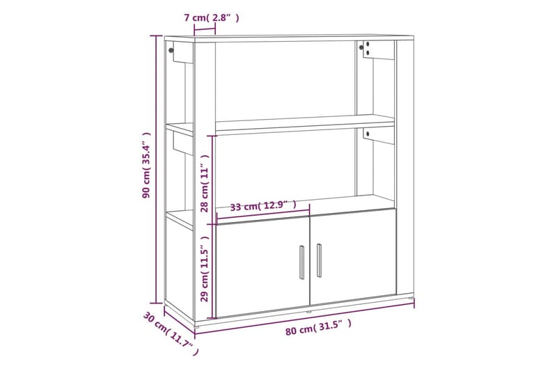 beBasic Skåp betonggrå 80x30x90 cm konstruerat trä - Grey - Lampbord - Brickbord & småbord