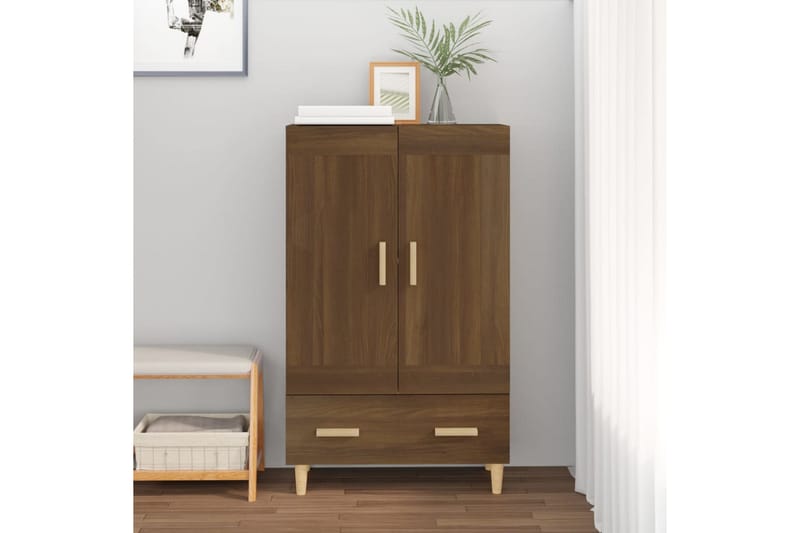 beBasic Skåp brun ek 70x31x115 cm konstruerat trä - Brown - Möbler - Bord & matgrupper - Avlastningsbord - Lampbord