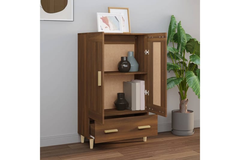 beBasic Skåp brun ek 70x31x115 cm konstruerat trä - Brown - Möbler - Bord & matgrupper - Avlastningsbord - Lampbord
