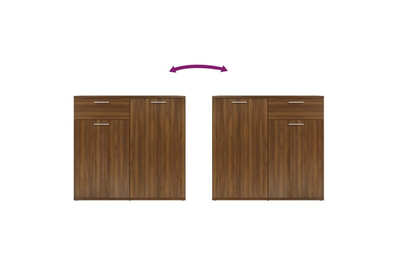 beBasic Skåp brun ek 80x36x75 cm konstruerat trä - Brown - Möbler - Bord & matgrupper - Avlastningsbord - Lampbord