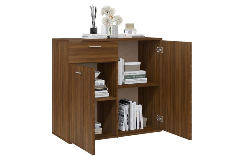 beBasic Skåp brun ek 80x36x75 cm konstruerat trä - Brown - Möbler - Bord & matgrupper - Avlastningsbord - Lampbord