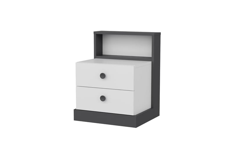 Berdez Sängbord 62x42 cm Antracit/Vit - Hanah Home - Möbler - Bord & matgrupper - Avlastningsbord - Sängbord & nattduksbord