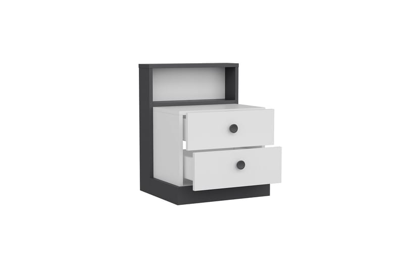 Berdez Sängbord 62x42 cm Antracit/Vit - Hanah Home - Möbler - Bord & matgrupper - Avlastningsbord - Sängbord & nattduksbord