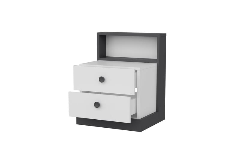 Berdez Sängbord 62x42 cm Antracit/Vit - Hanah Home - Möbler - Bord & matgrupper - Avlastningsbord - Sängbord & nattduksbord