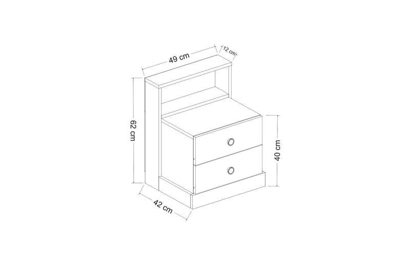 Berdez Sängbord 62x42 cm Antracit/Vit - Hanah Home - Möbler - Bord & matgrupper - Avlastningsbord - Sängbord & nattduksbord