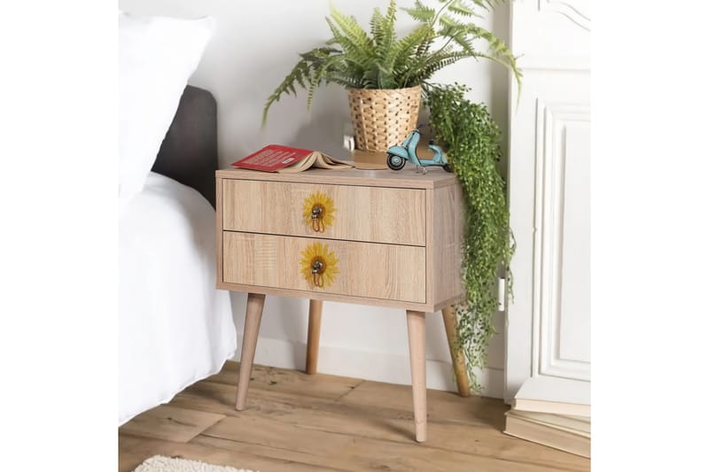 Bertoaria Sängbord 60x40 cm Brun - Hanah Home - Möbler - Bord & matgrupper - Avlastningsbord - Sängbord & nattduksbord