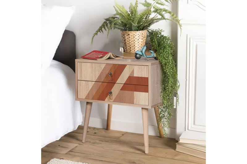 Bertoaria Sängbord 60x40 cm Brun - Hanah Home - Möbler - Bord & matgrupper - Avlastningsbord - Sängbord & nattduksbord