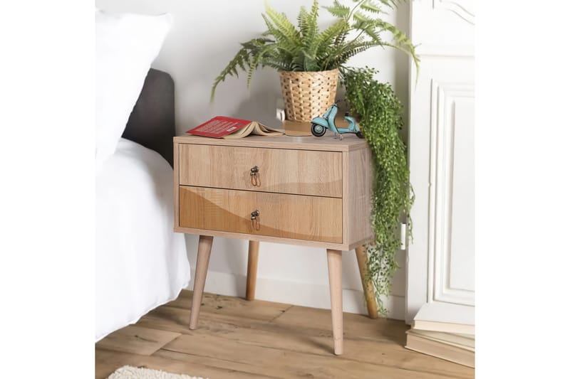 Bertoaria Sängbord 60x40 cm Brun - Hanah Home - Möbler - Bord & matgrupper - Avlastningsbord - Sängbord & nattduksbord