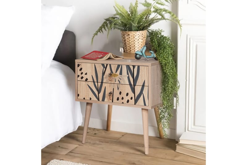 Bertoaria Sängbord 60x40 cm Brun - Hanah Home - Möbler - Bord & matgrupper - Avlastningsbord - Sängbord & nattduksbord