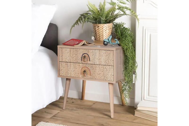 Bertoaria Sängbord 60x40 cm Brun - Hanah Home - Möbler - Bord & matgrupper - Avlastningsbord - Sängbord & nattduksbord