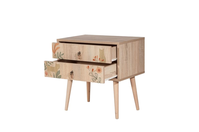 Bertoaria Sängbord 60x40 cm Brun - Hanah Home - Möbler - Bord & matgrupper - Avlastningsbord - Sängbord & nattduksbord