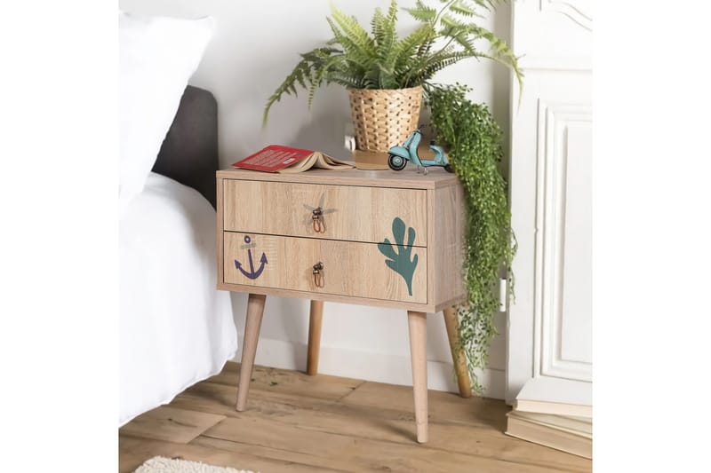 Bertoaria Sängbord 60x40 cm Brun - Hanah Home - Möbler - Bord & matgrupper - Avlastningsbord - Sängbord & nattduksbord