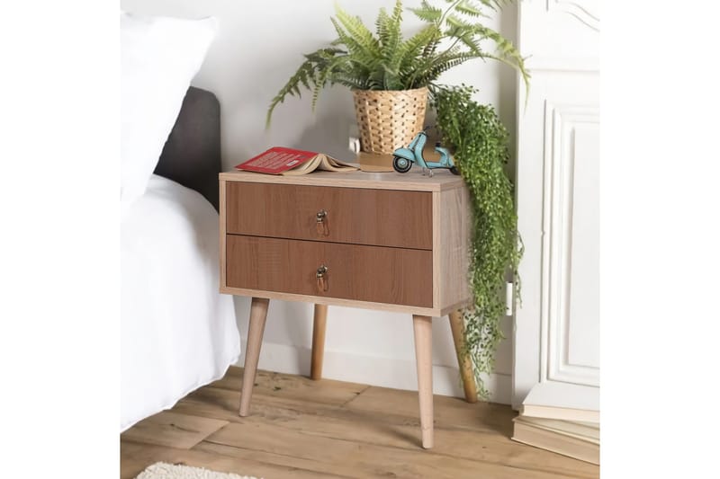 Bertoaria Sängbord 60x40 cm Brun - Hanah Home - Möbler - Bord & matgrupper - Avlastningsbord - Sängbord & nattduksbord