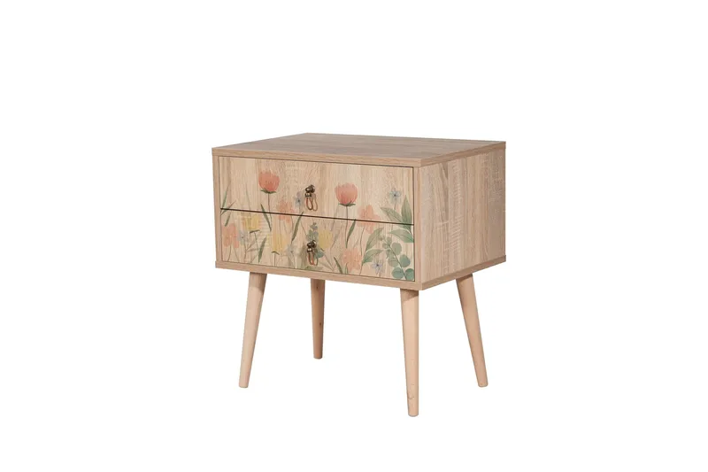 Bertoaria Sängbord 60x40 cm Brun - Hanah Home - Möbler - Bord & matgrupper - Avlastningsbord - Sängbord & nattduksbord