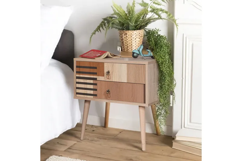 Bertoaria Sängbord 60x40 cm Brun - Hanah Home - Möbler - Bord & matgrupper - Avlastningsbord - Sängbord & nattduksbord